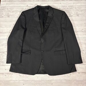 Alfani Exclusively for Macys Mens Black Striped Two Button Blazer
